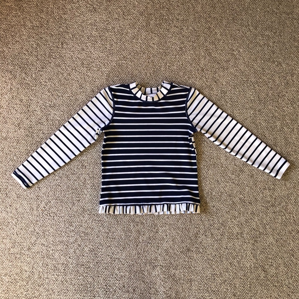 Hanna Andersson Navy and White Striped Rashguard